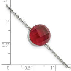 Stainless Steel Polished Red Glass w/1in ext Bracelet