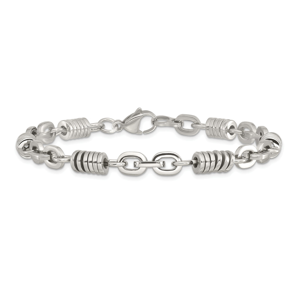 Polished Bracelet in Stainless Steel, 9 Inch