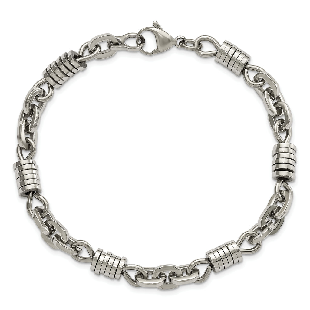 Polished Bracelet in Stainless Steel, 9 Inch