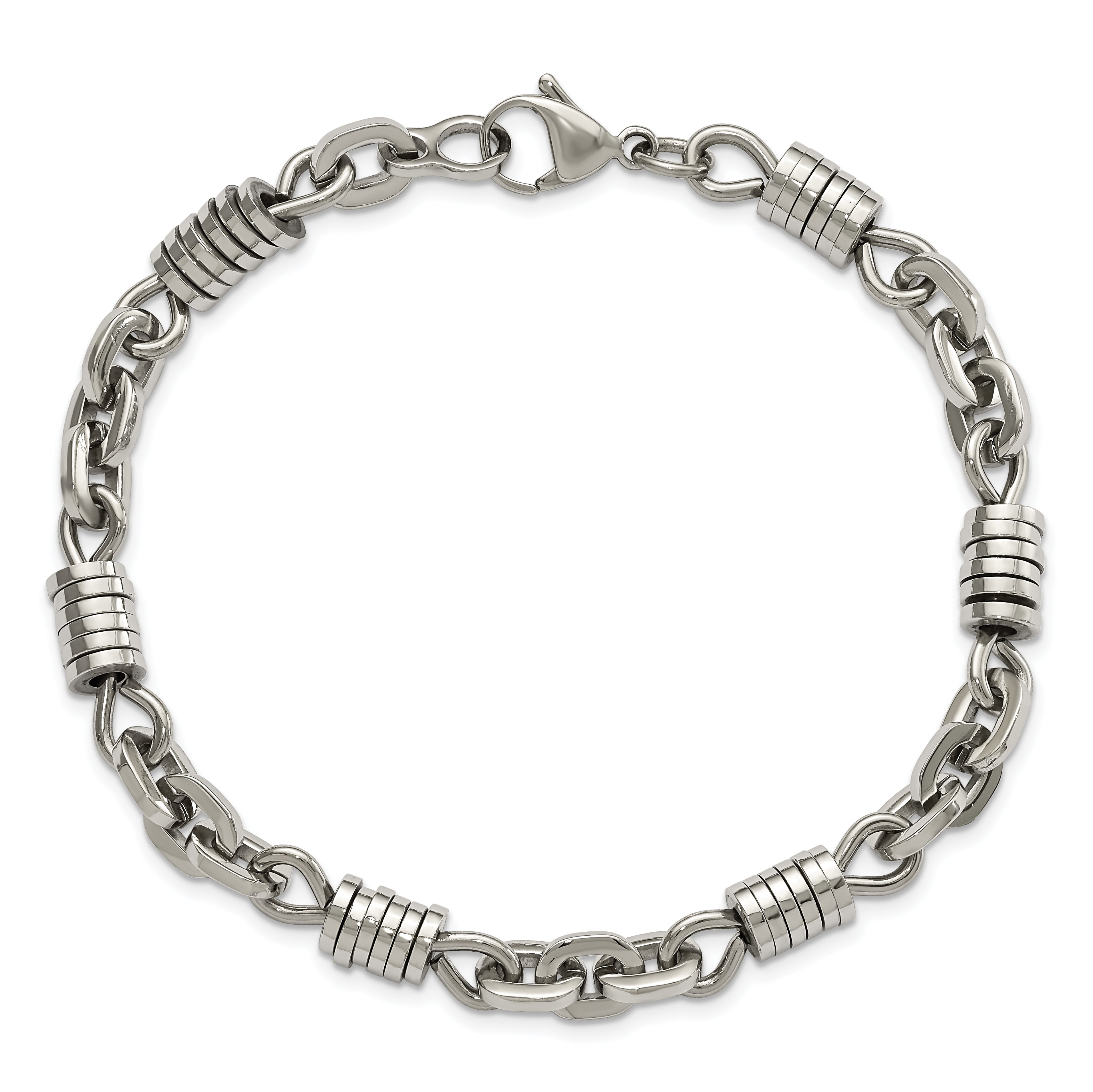 Polished Bracelet in Stainless Steel, 9 Inch