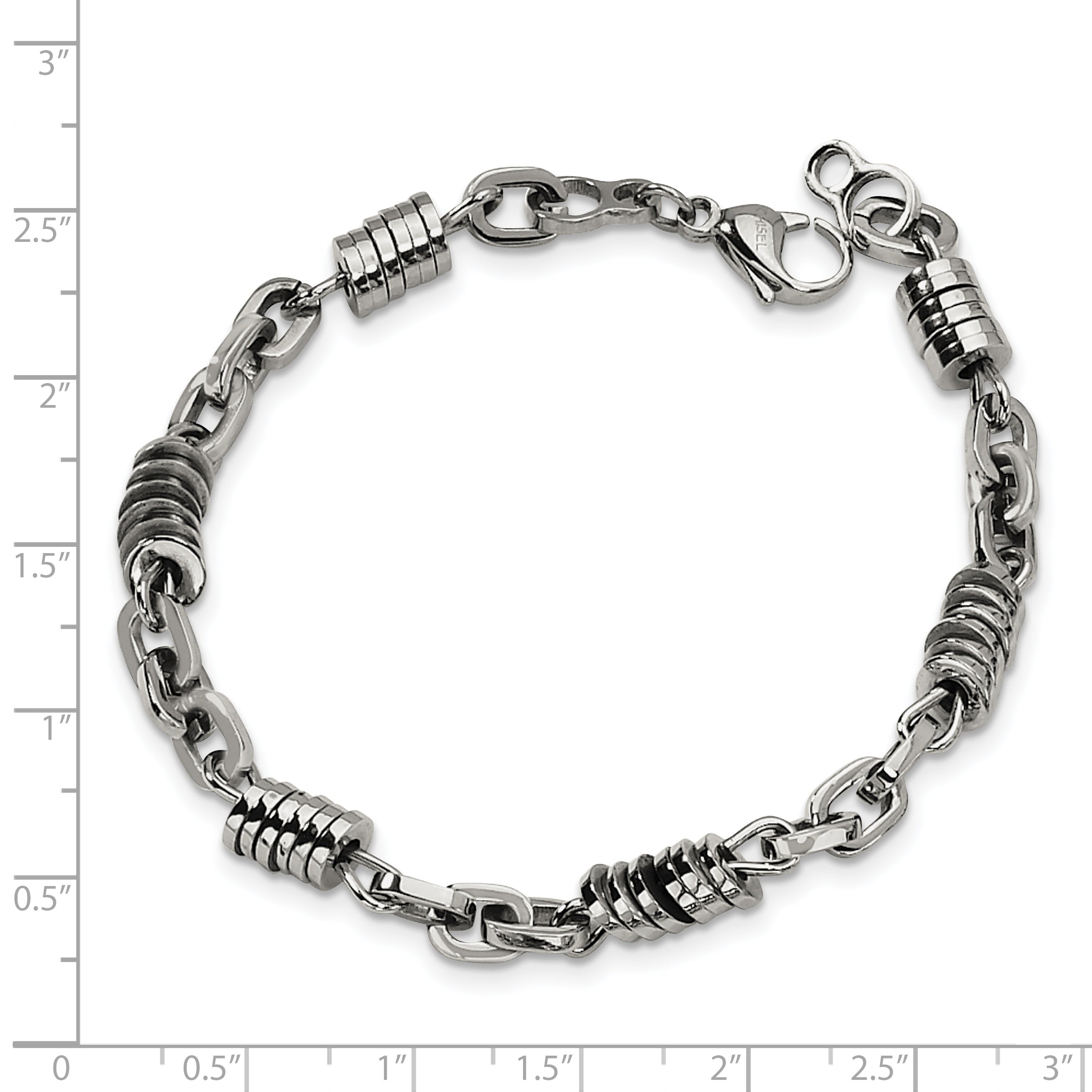 Polished Bracelet in Stainless Steel, 9 Inch