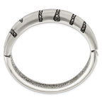 Black Crystal Hinged Bangle in Brushed Stainless Steel