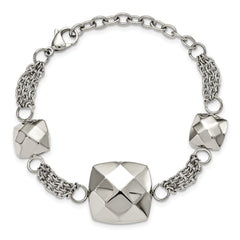 Stainless Steel Polished Hollow Squares 7.25in w/2in ext. Bracelet