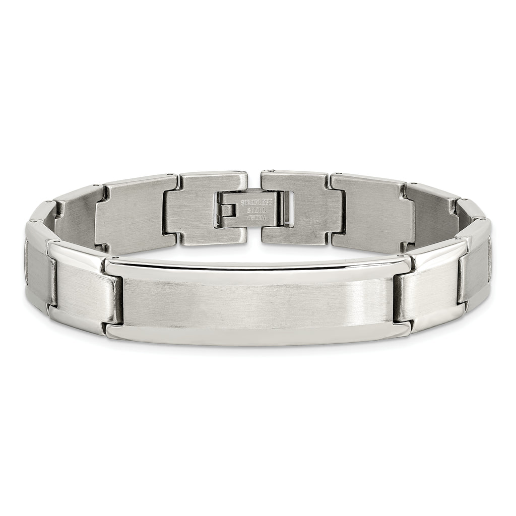 Brushed & Polished ID Bracelet in Stainless Steel