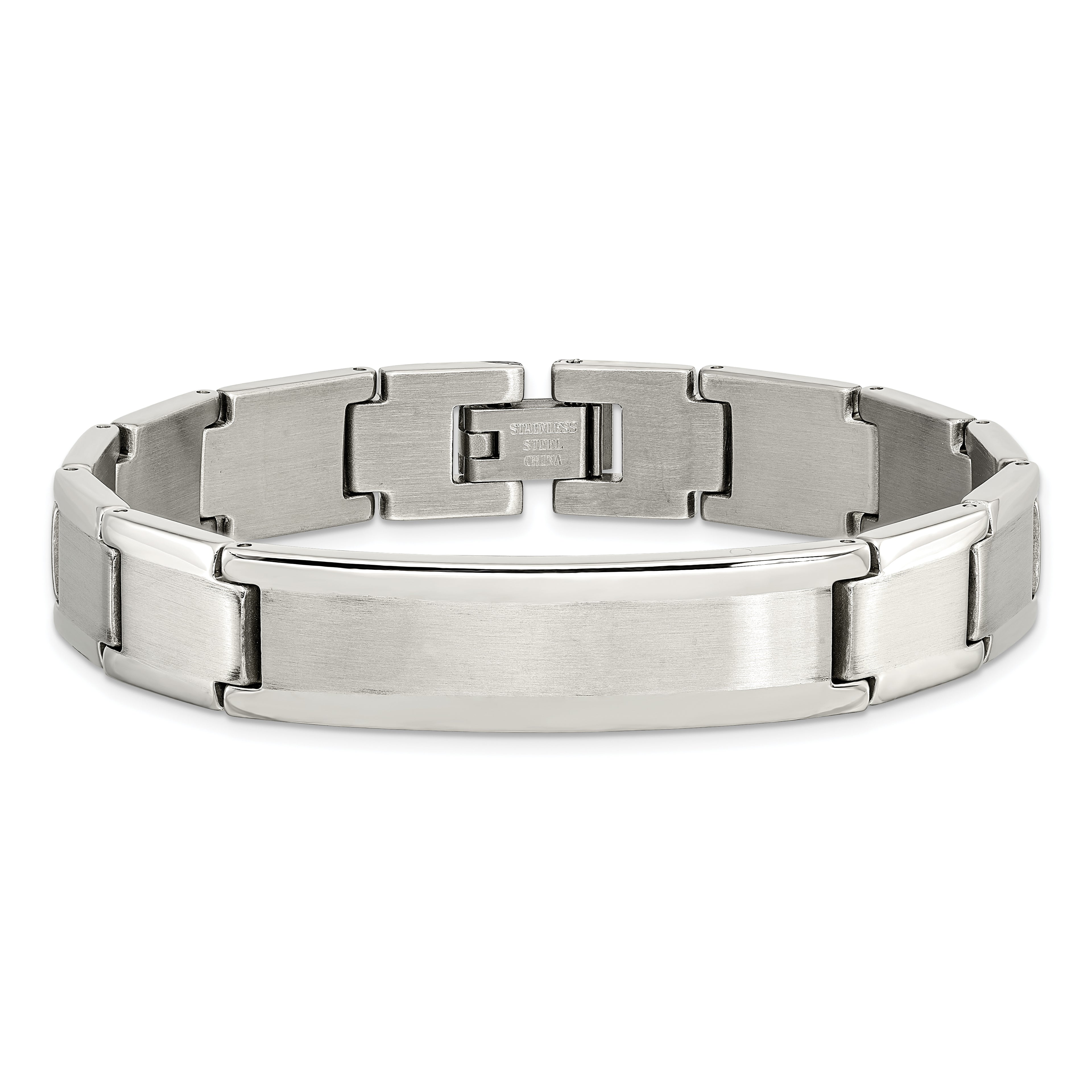 Brushed & Polished ID Bracelet in Stainless Steel