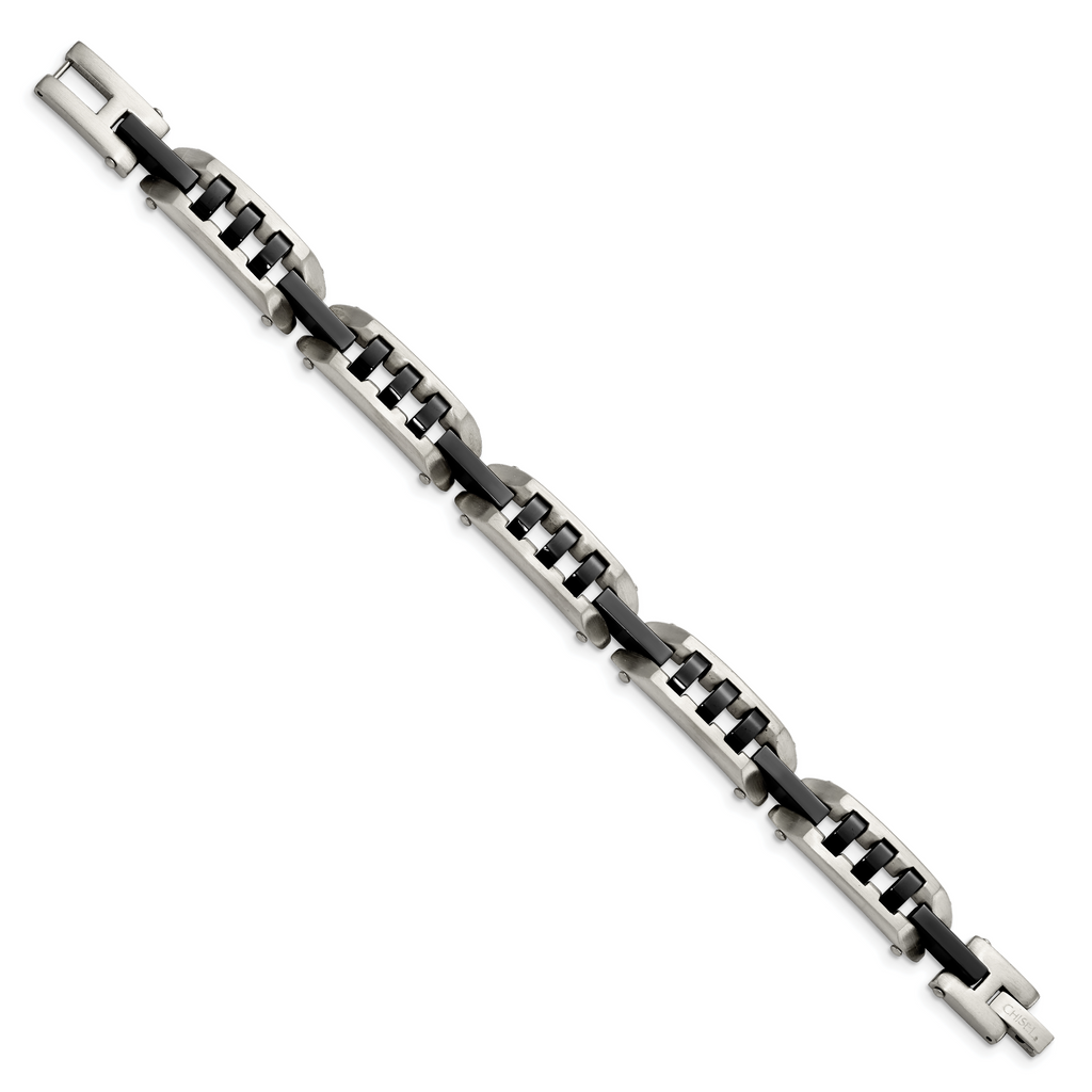 Brushed & Polished Bracelet in Black IP Stainless Steel