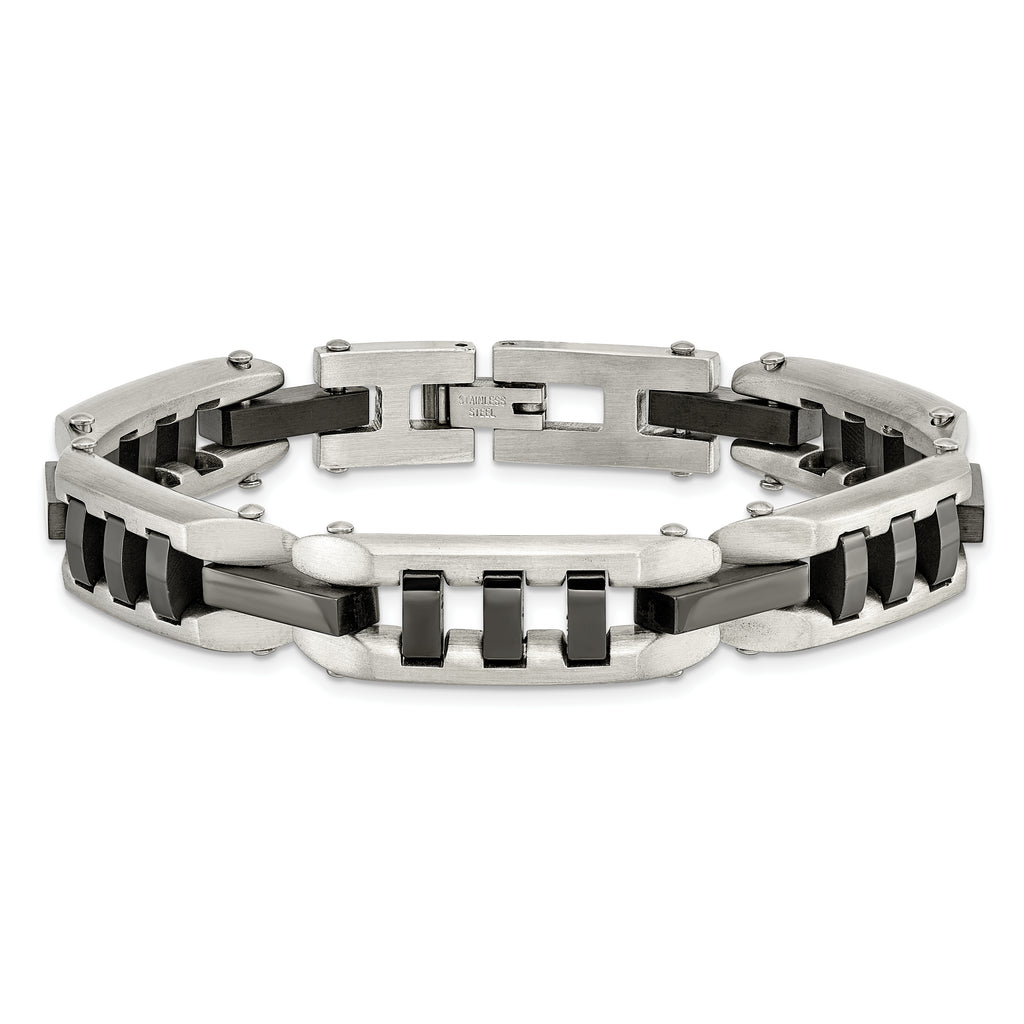 Brushed & Polished Bracelet in Black IP Stainless Steel