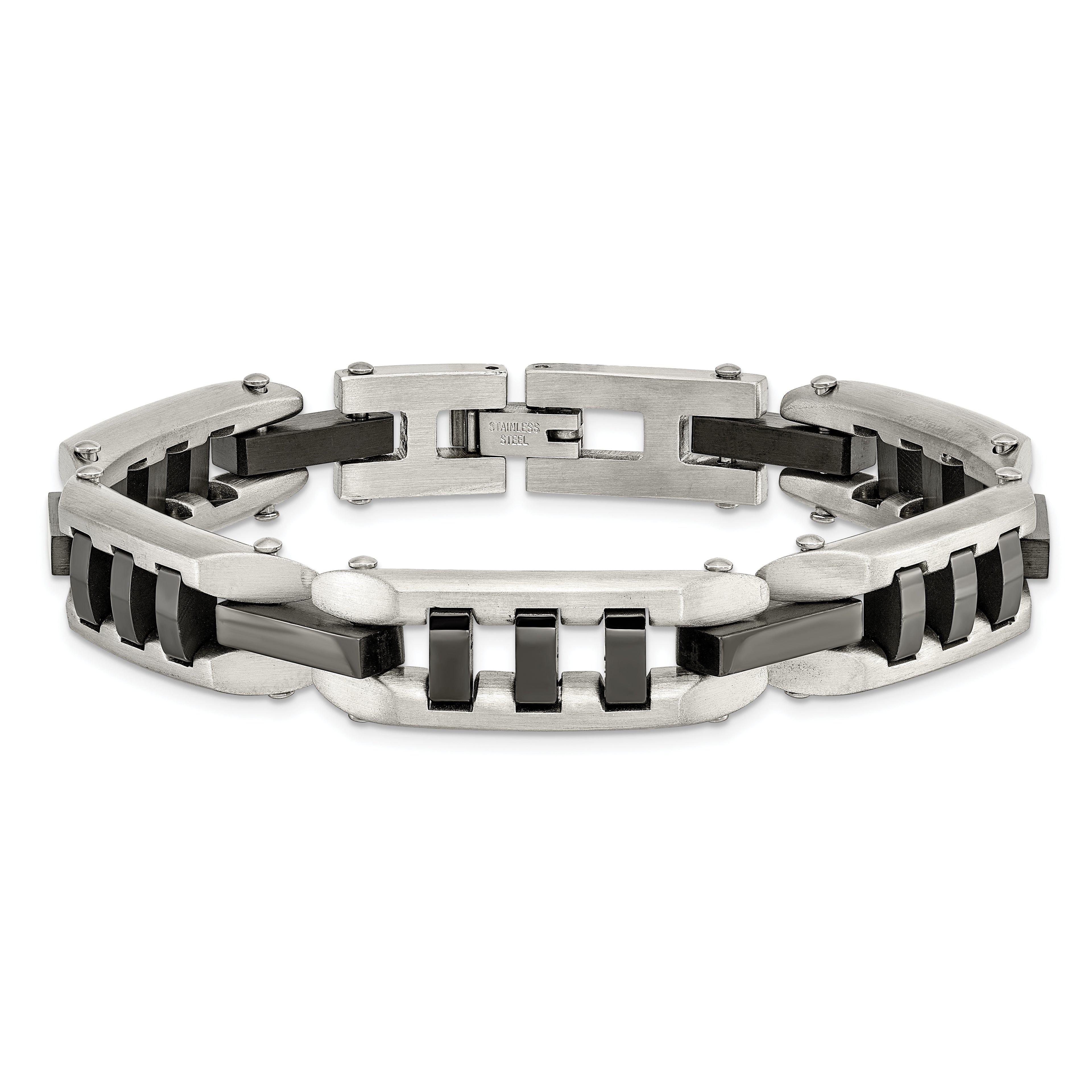 Brushed & Polished Bracelet in Black IP Stainless Steel