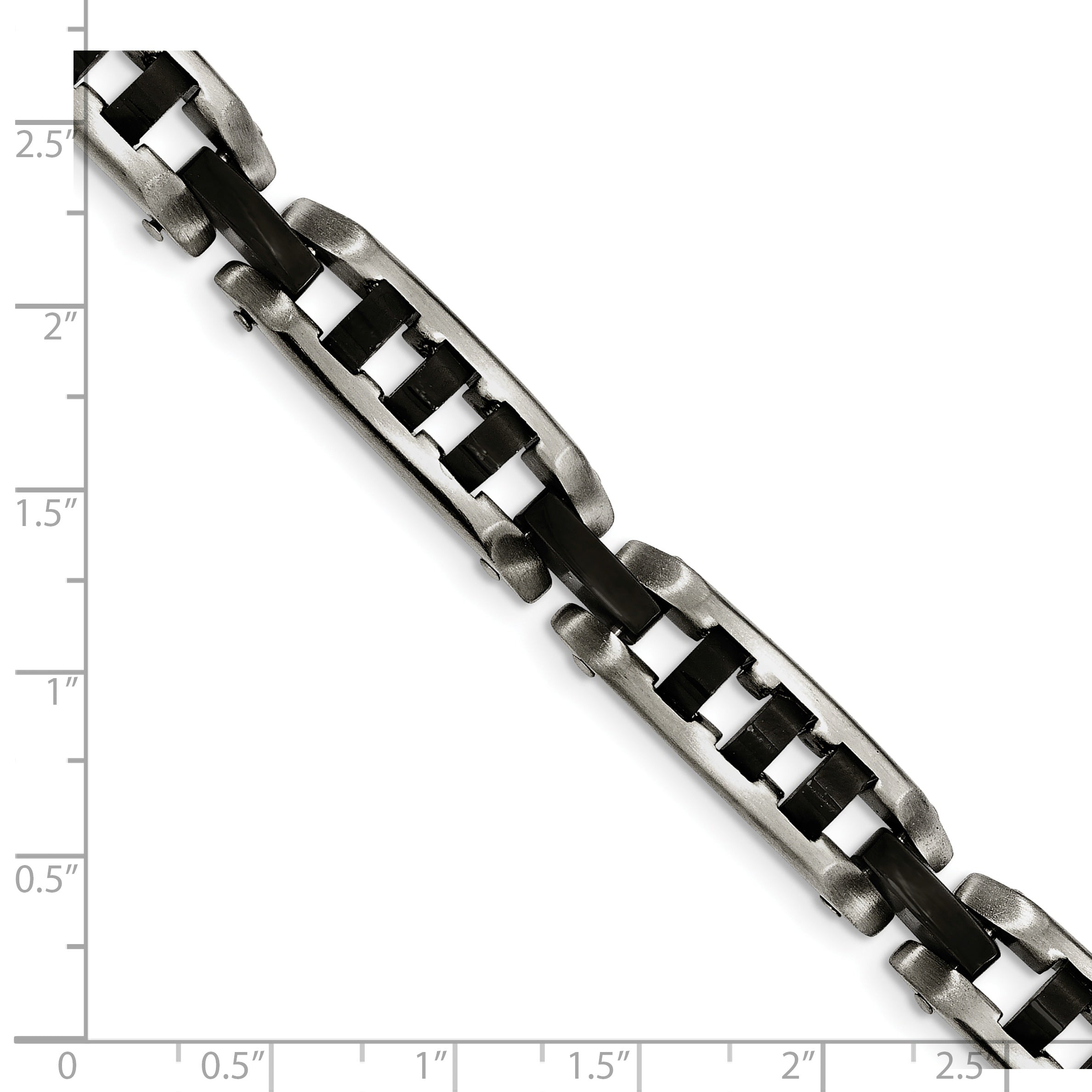 Stainless Steel Brushed and Polished Black IP-plated 8in Bracelet
