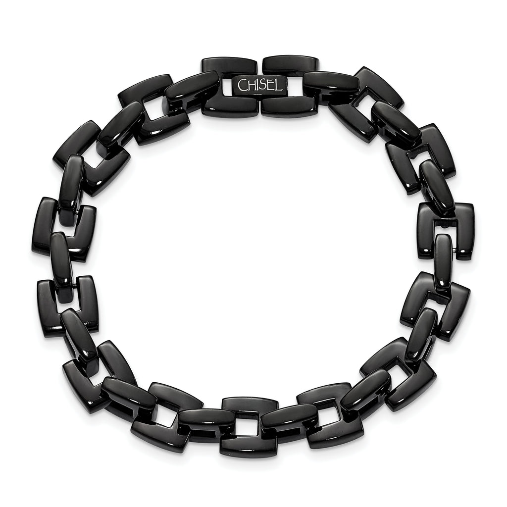 Chisel Stainless Steel Polished Black IP-plated 9 inch Bracelet