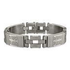Chisel Stainless Steel Antiqued and Brushed 8.5 inch Eagle Link Bracelet