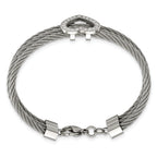 CZ Heart Wire Bracelet in Stainless Steel