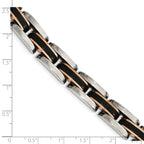 Chisel Stainless Steel Polished Black and Rose IP-plated 8.5 inch Link Bracelet