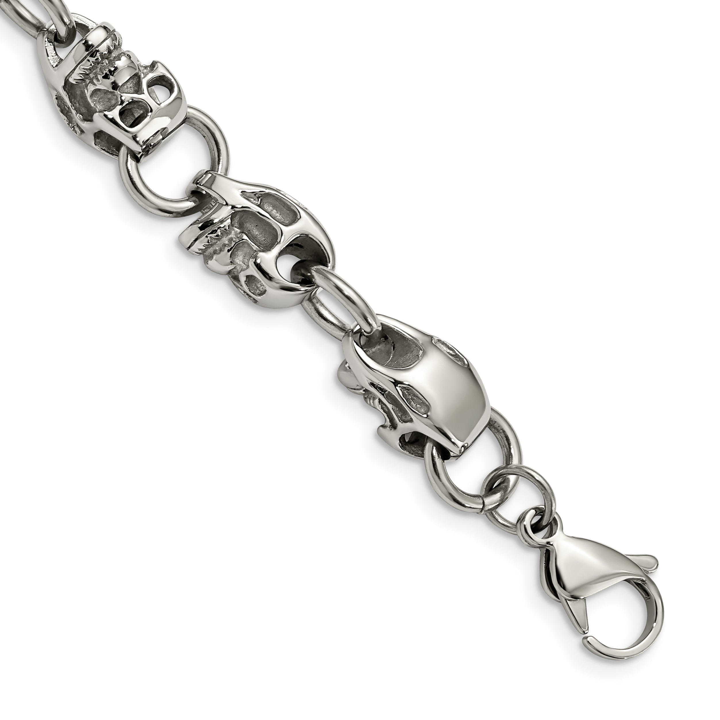 Chisel Stainless Steel Polished Skull Link 8.75 inch Bracelet Main image