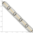 Chisel Stainless Steel with 14k Gold Accent Brushed and Polished 8.75 inch Link Bracelet