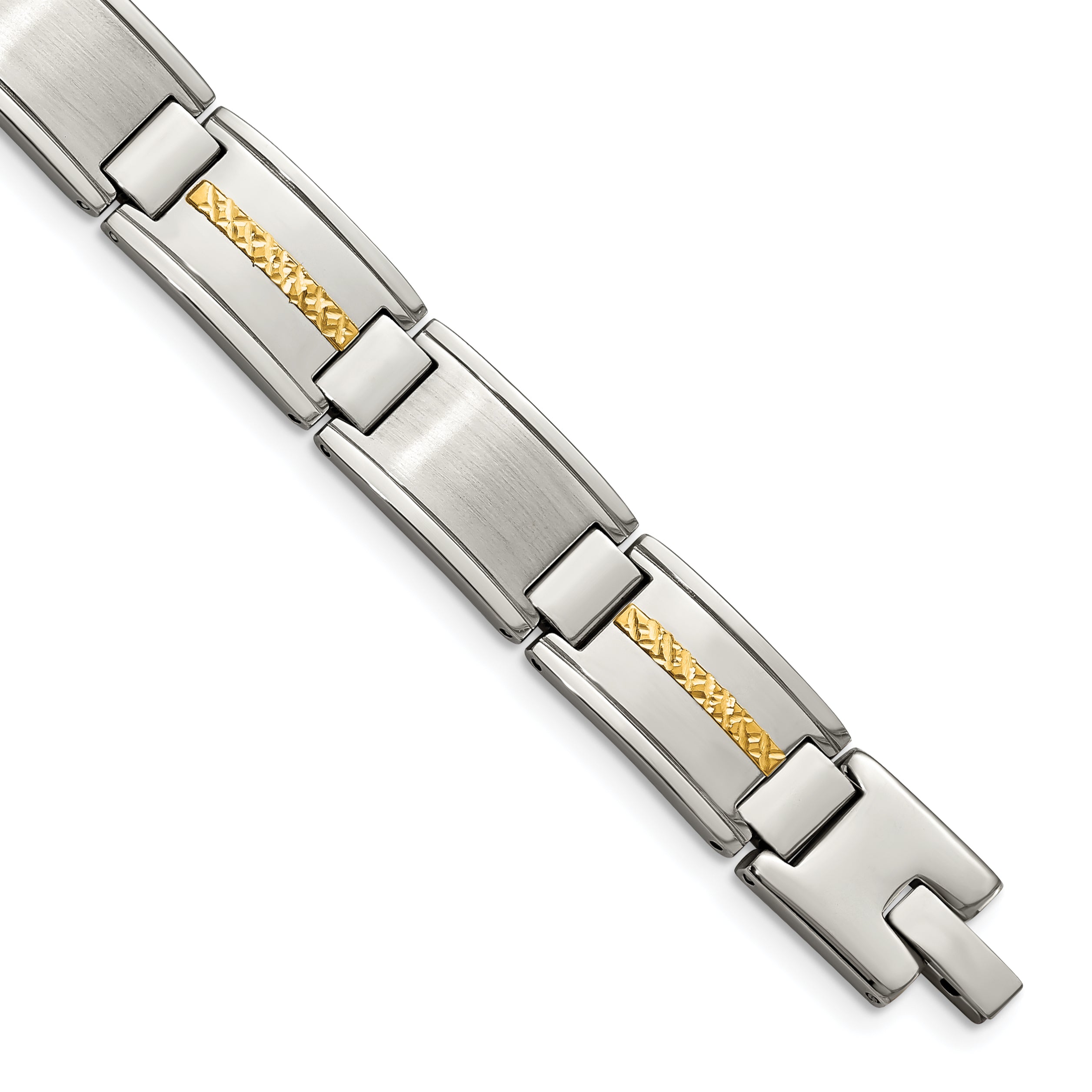 Chisel Stainless Steel with 14k Gold Accent Brushed and Polished 8.75 inch Link Bracelet Main image