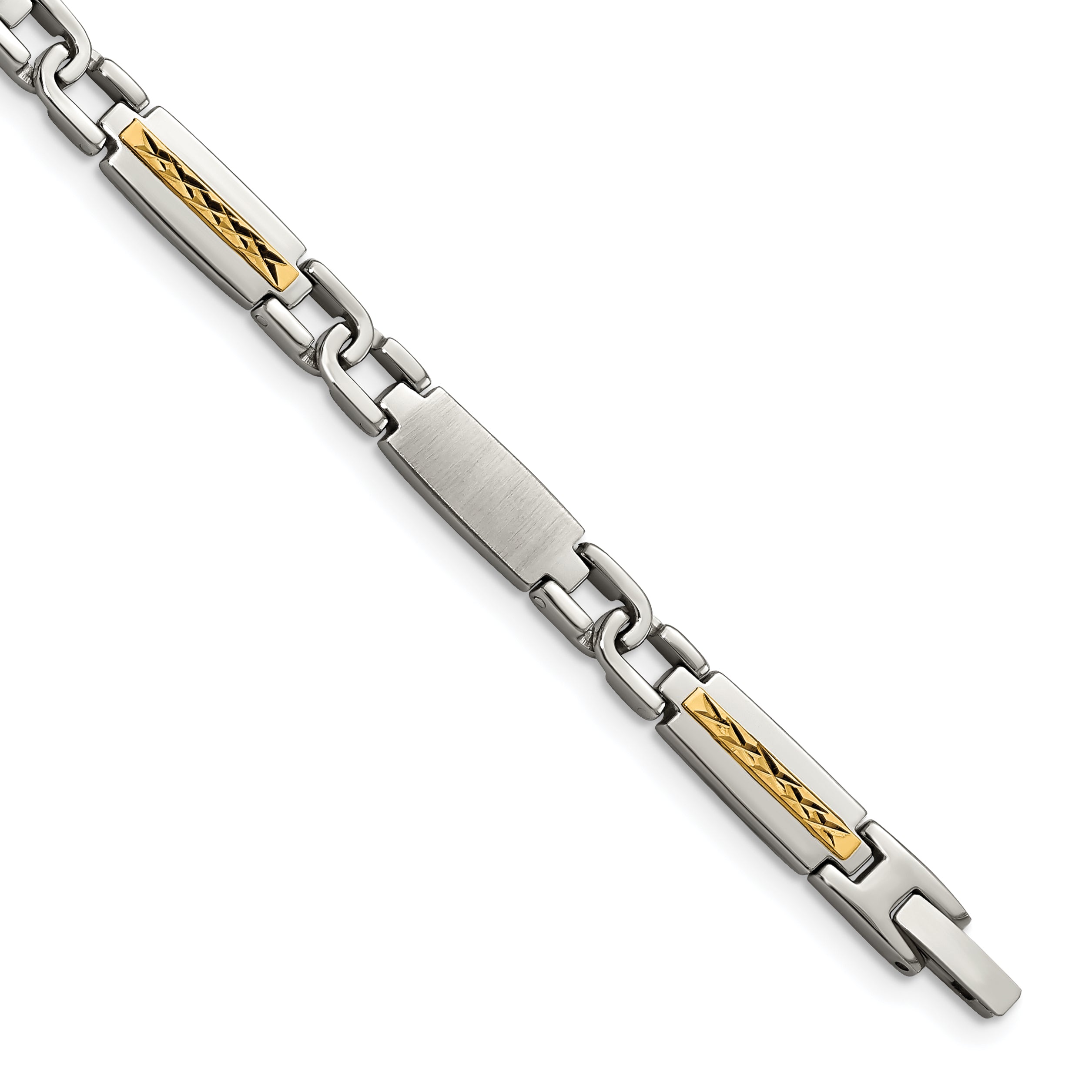 Chisel Stainless Steel with 14k Gold Accent Brushed and Polished 8.75 inch Link Bracelet Main image