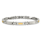 Chisel Stainless Steel with 14k Gold Accent Brushed and Polished 8.25 inch Link Bracelet