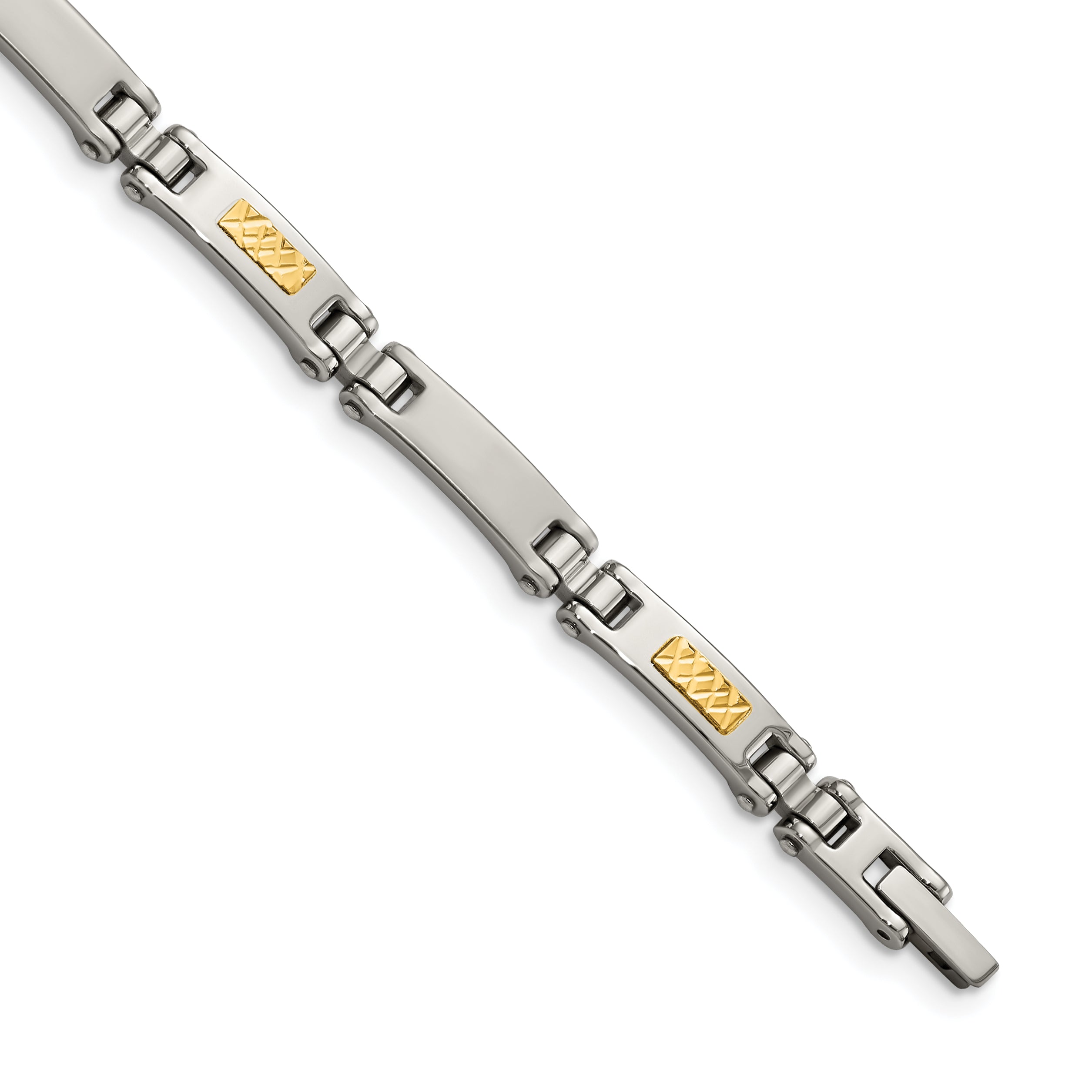 Chisel Stainless Steel with 14k Gold Accent Brushed and Polished 8.25 inch Link Bracelet Main image
