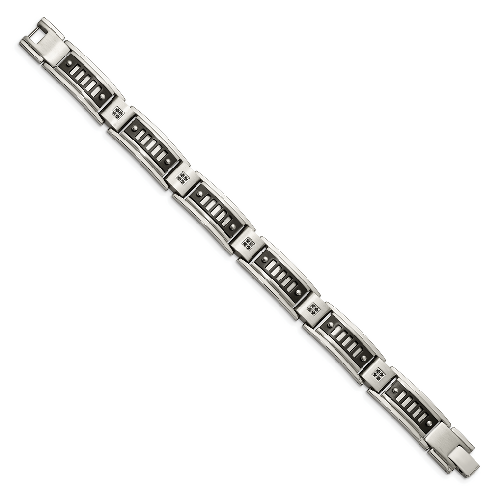 Black IP-Plated Bracelet in Stainless Steel with Black CZ