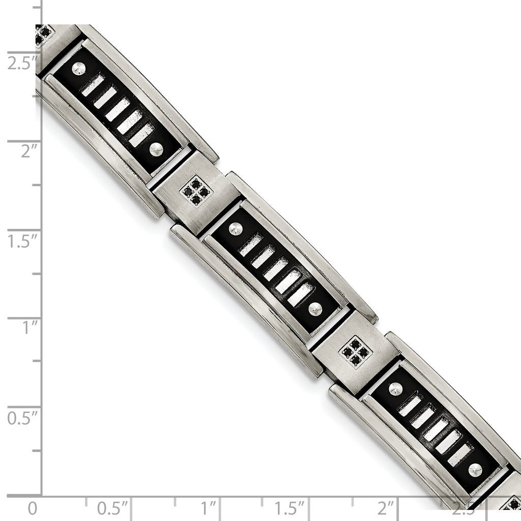Black IP-Plated Bracelet in Stainless Steel with Black CZ