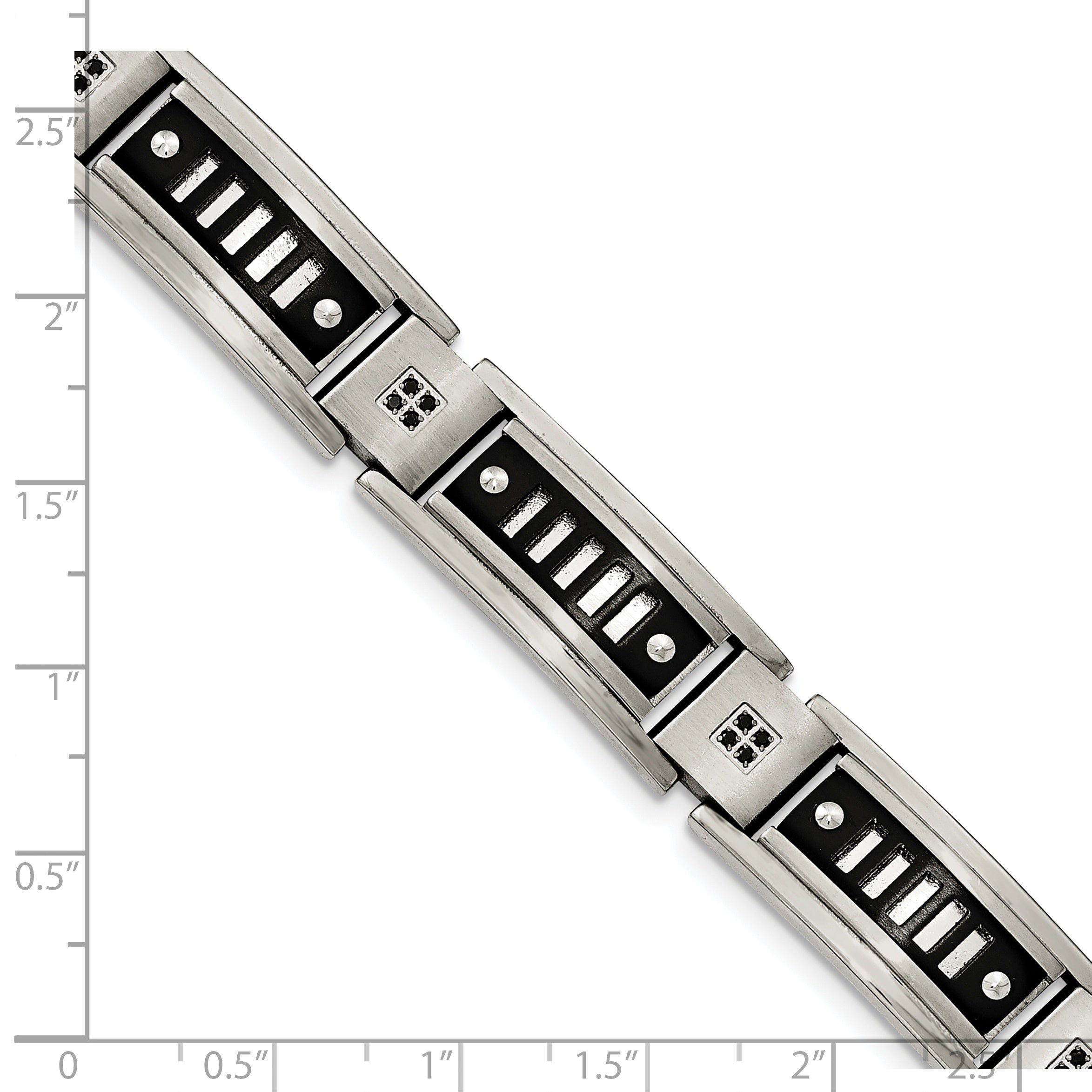 Black IP-Plated Bracelet in Stainless Steel with Black CZ