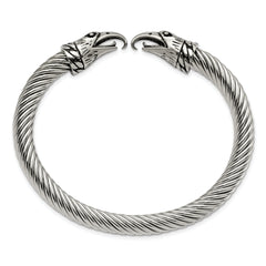 Stainless Steel Antiqued and Polished Eagle Cuff Bangle