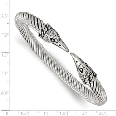 Stainless Steel Antiqued and Polished Eagle Cuff Bangle