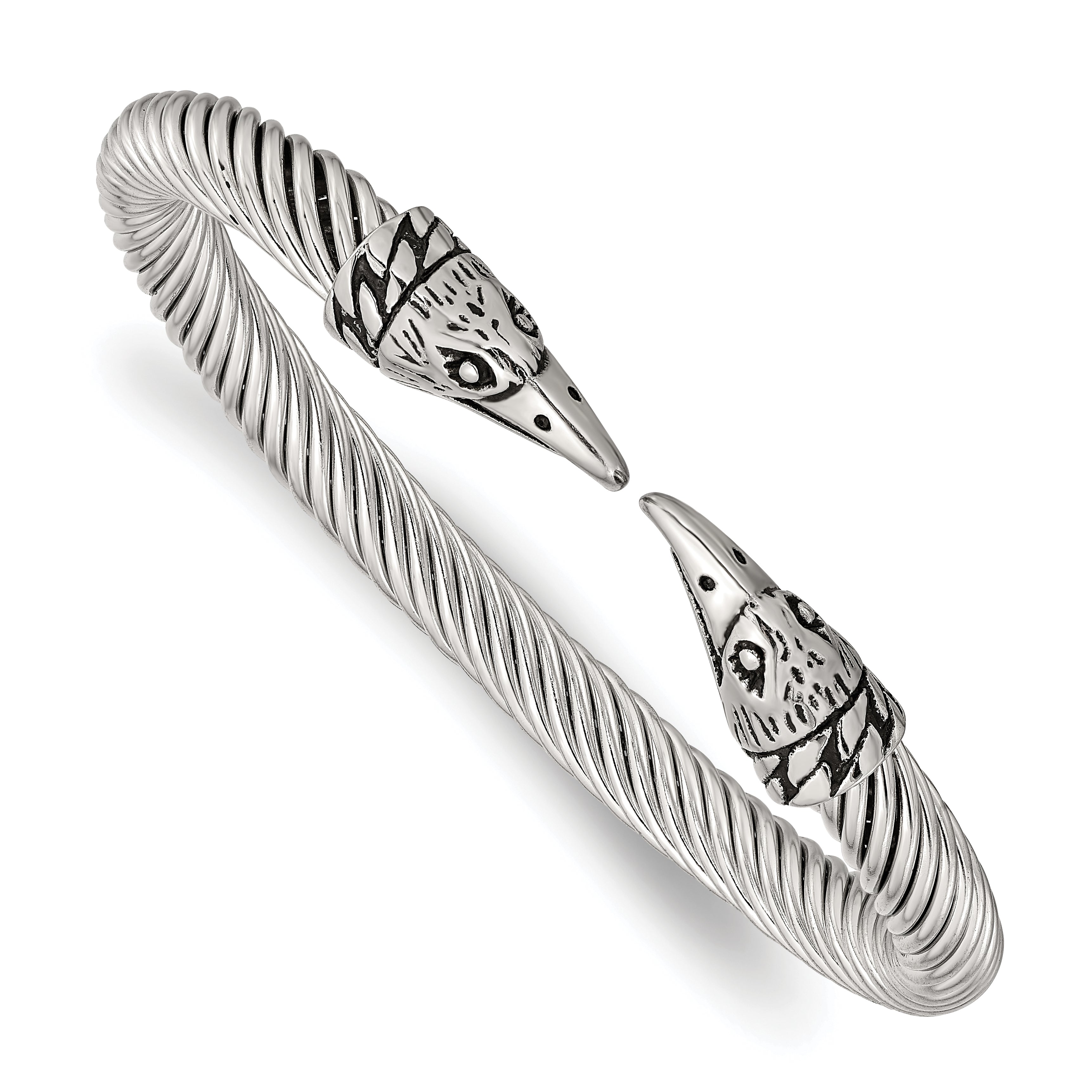 Stainless Steel Antiqued and Polished Eagle Cuff Bangle Main image