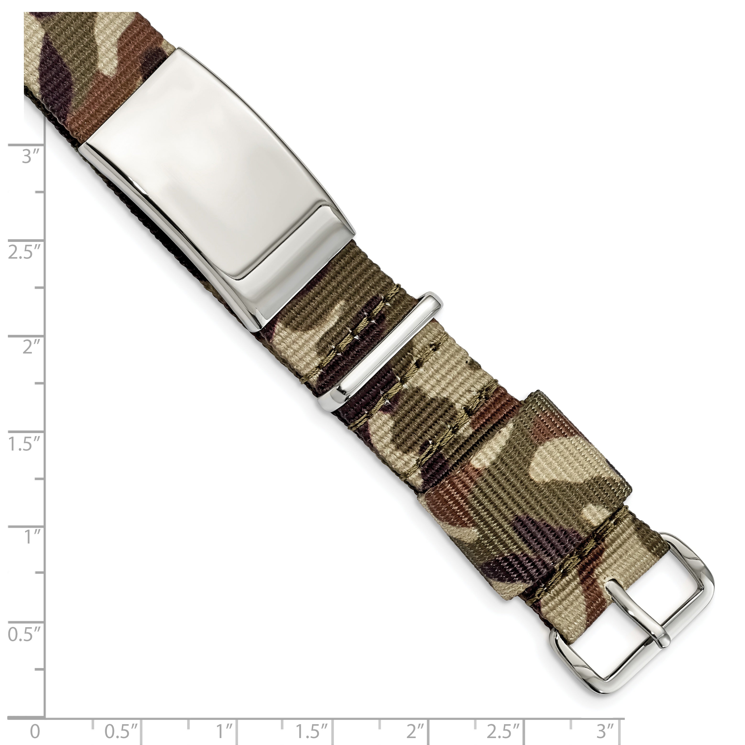 Brown Camo Adjustable ID Bracelet in Stainless Steel