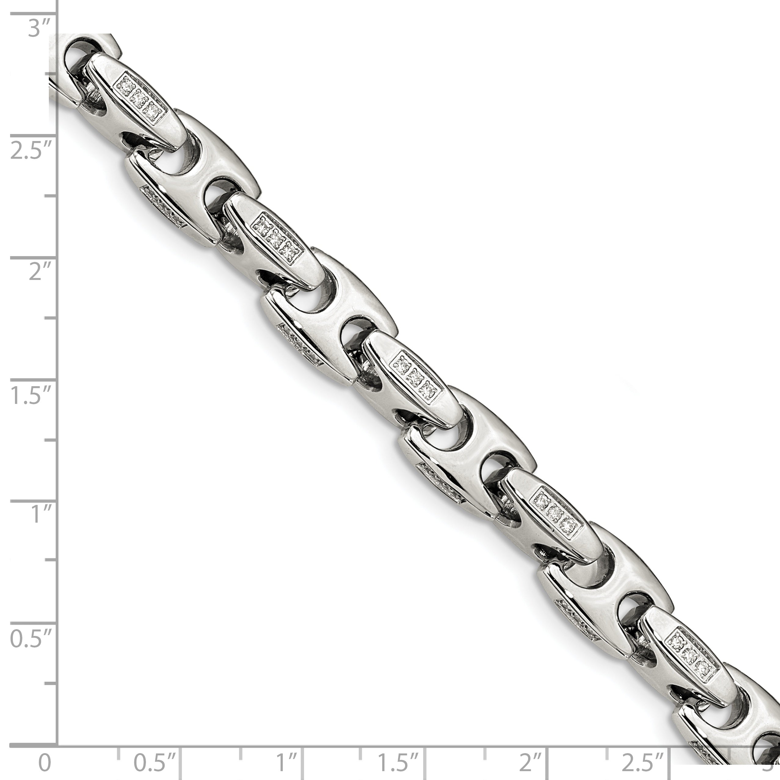 Chisel Stainless Steel Polished with CZ 9 inch Bracelet
