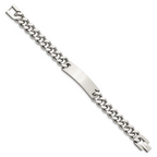 Polished Curb Chain ID Bracelet in Stainless Steel