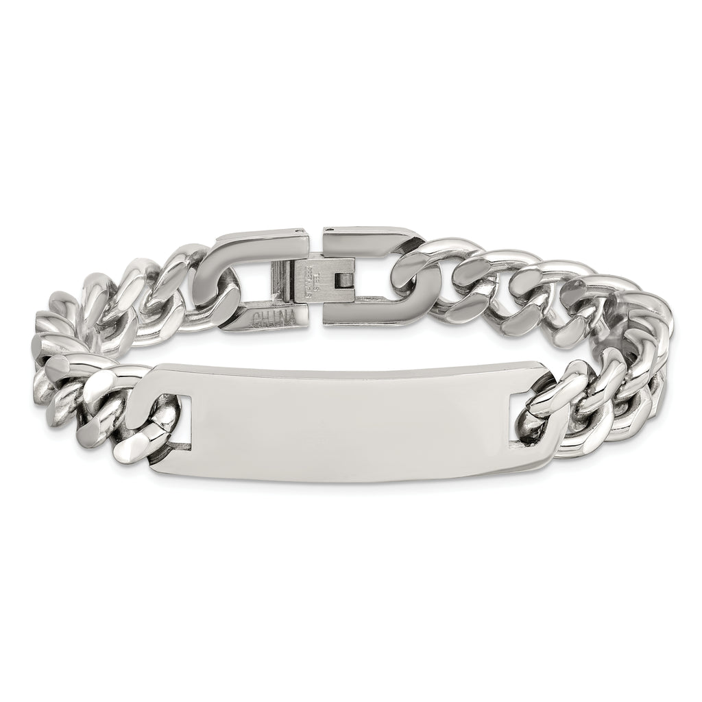 Polished Curb Chain ID Bracelet in Stainless Steel
