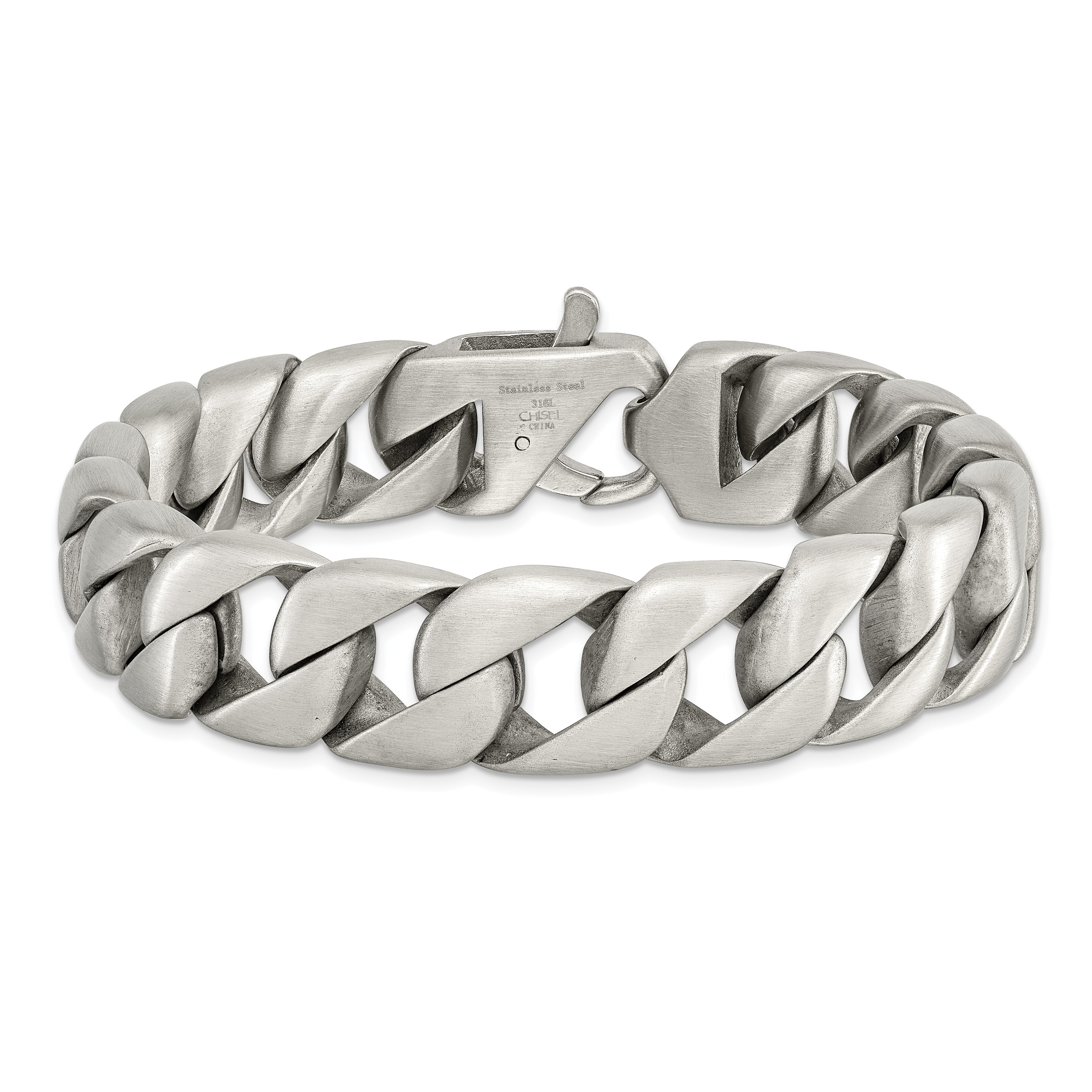 Chisel Stainless Steel Brushed 8.5 inch Curb Bracelet