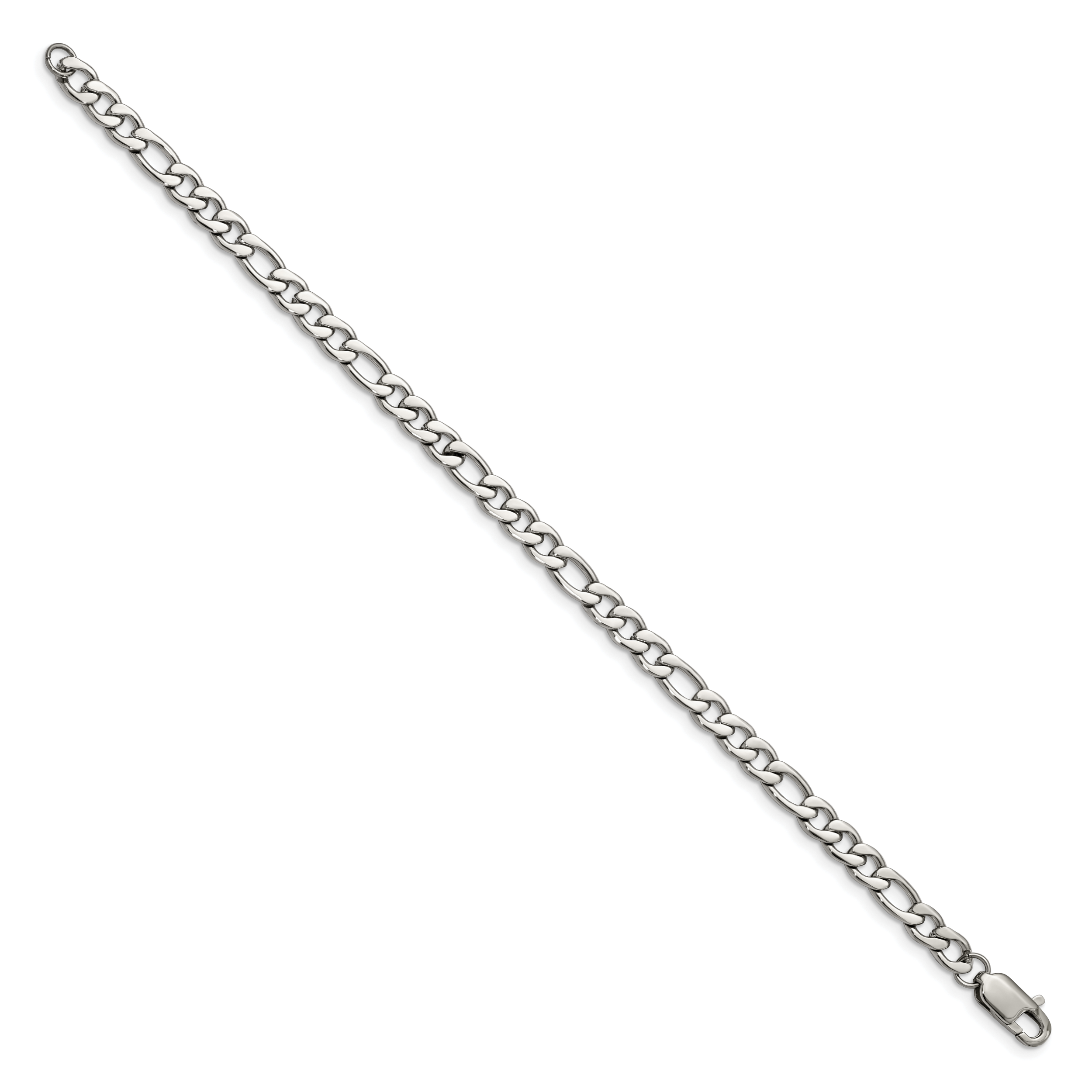 Chisel Stainless Steel Polished 9 inch Figaro Bracelet Secondary image