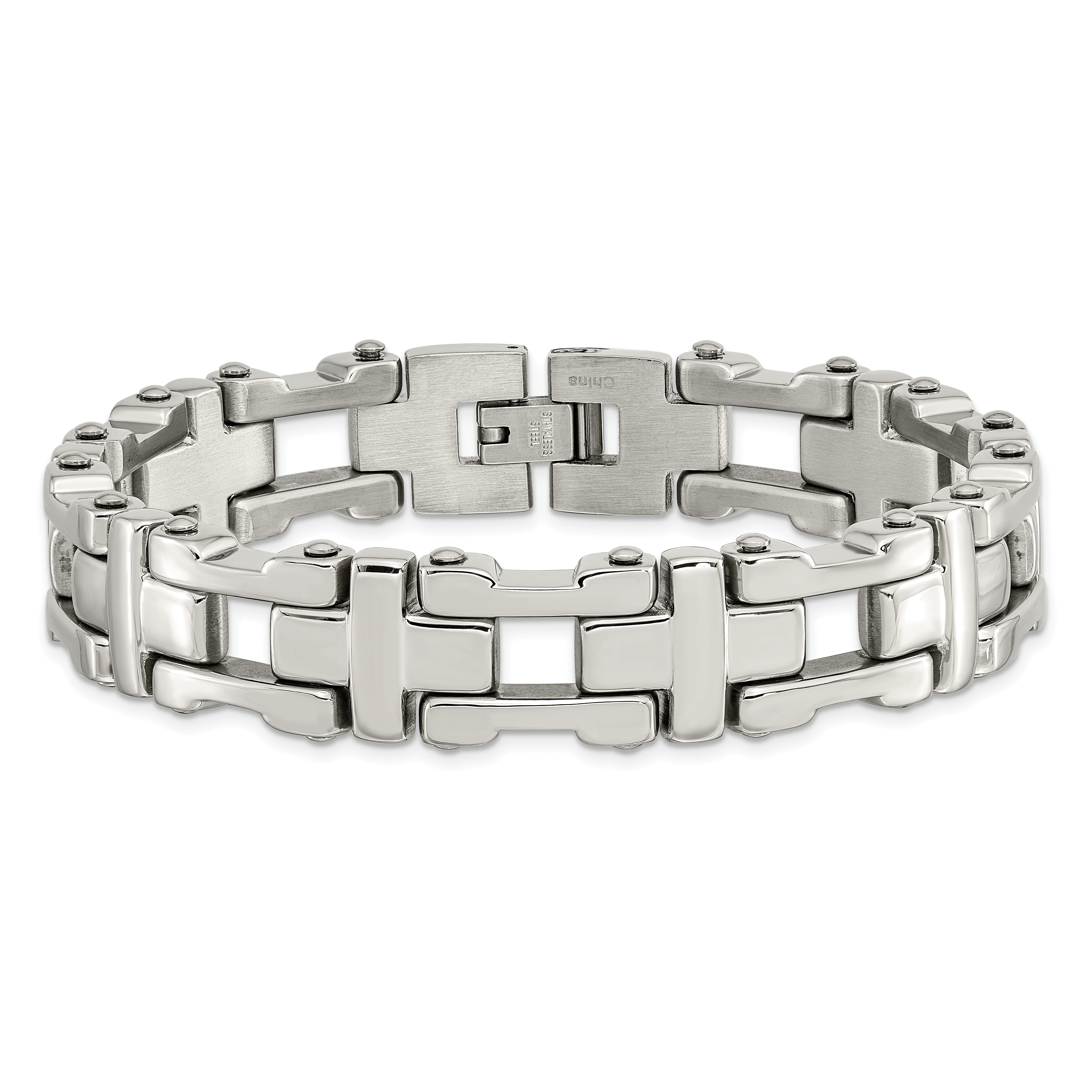 Chisel Stainless Steel Polished 8.5 inch Open Corss Link Bracelet