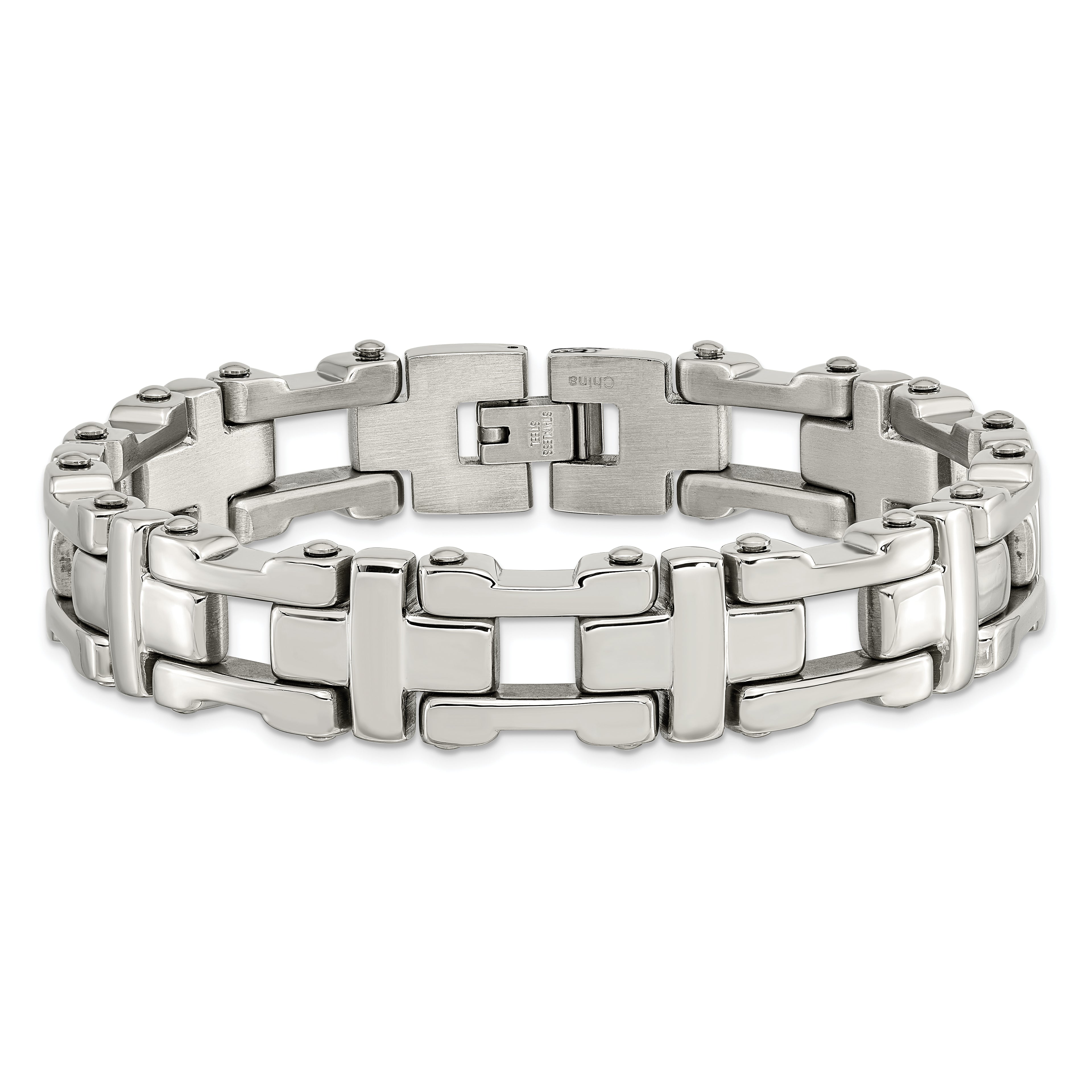 Open Cross Link Bracelet in Stainless Steel