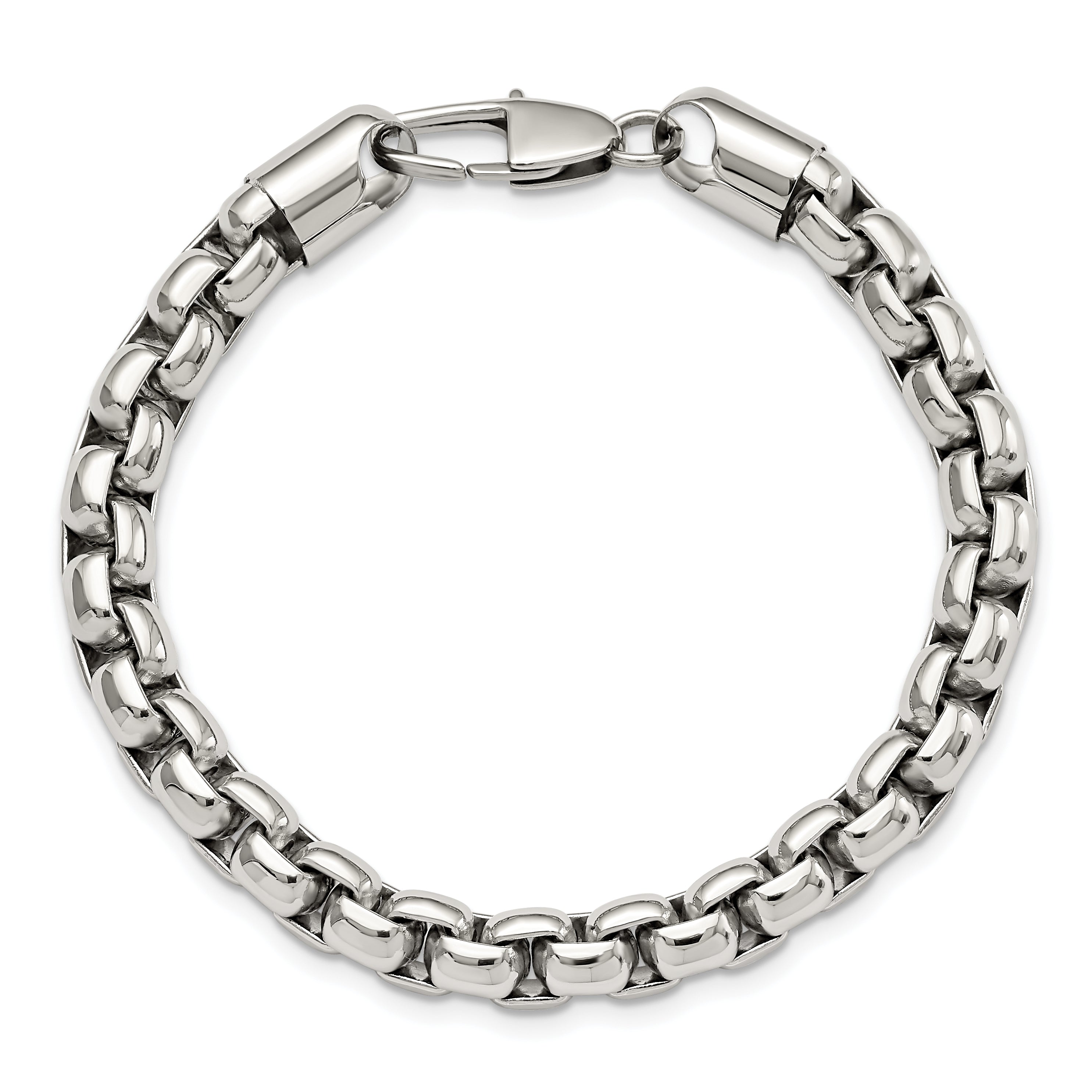 Chisel Stainless Steel Polished 9 inch Rounded Box Bracelet