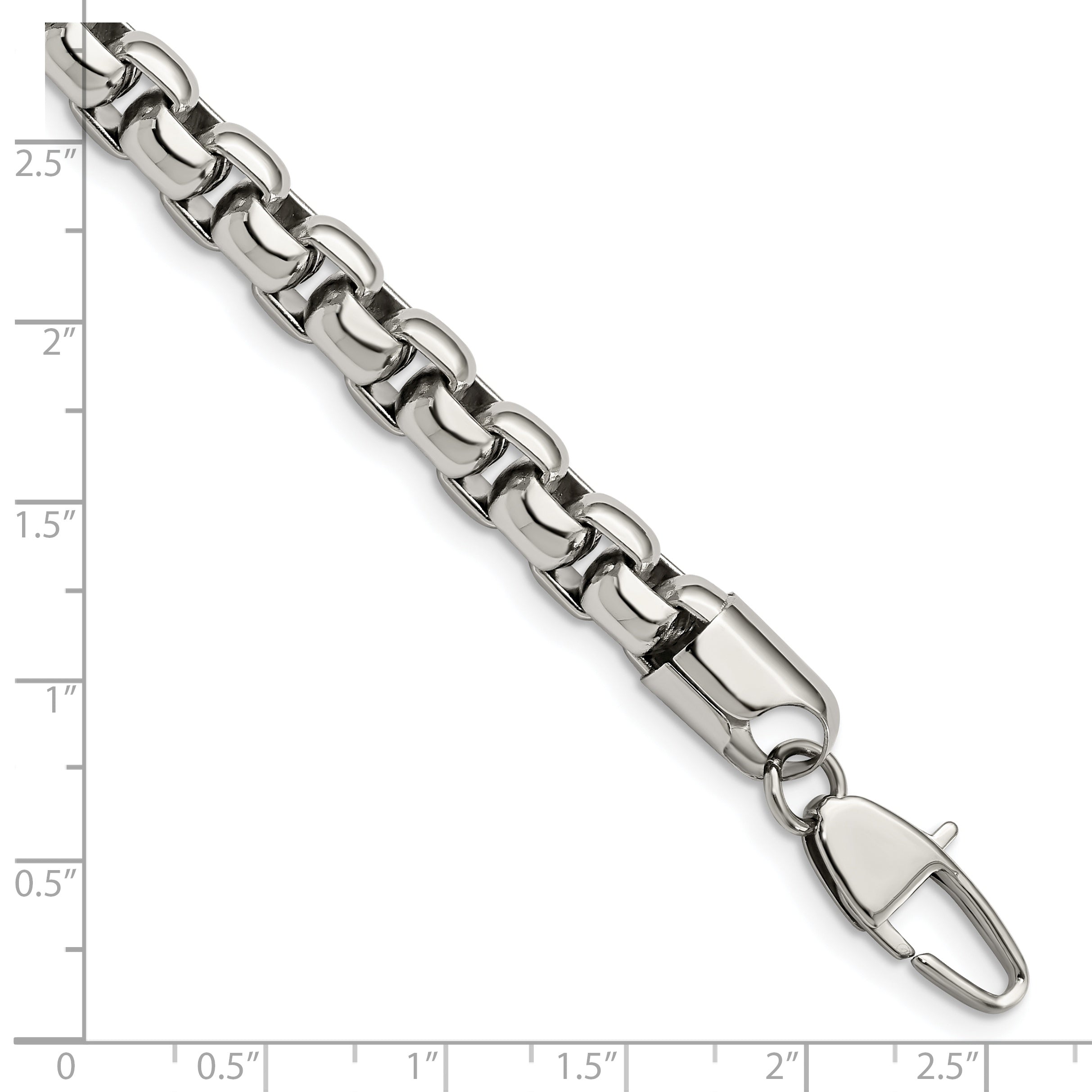 Chisel Stainless Steel Polished 9 inch Rounded Box Bracelet