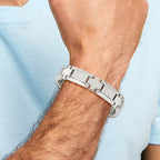 Polished Cross Link Bracelet in Stainless Steel