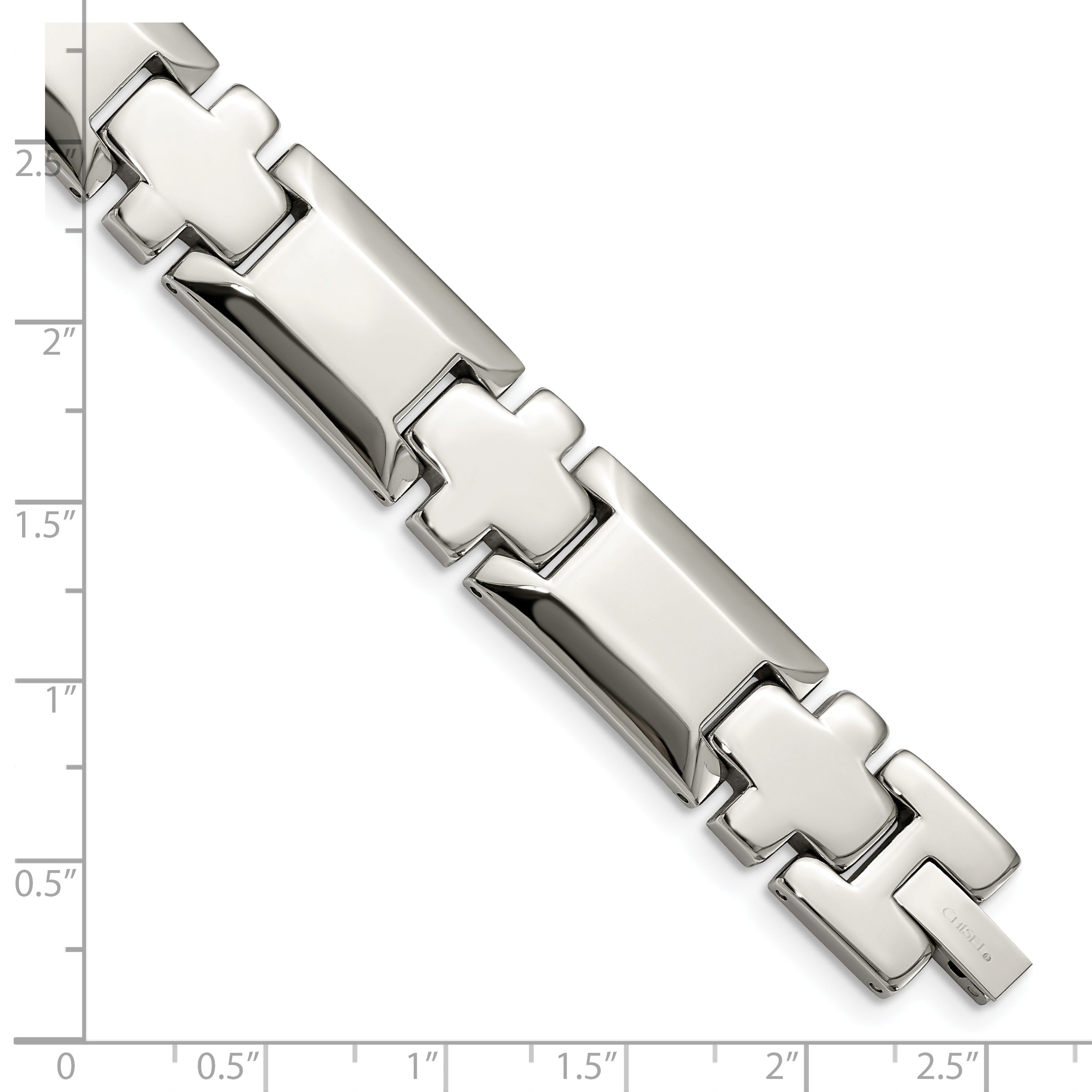 Polished Cross Link Bracelet in Stainless Steel