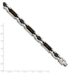 Chisel Stainless Steel Polished Black IP-plated with Solid Black Carbon Fiber 8.25 inch Link Bracelet