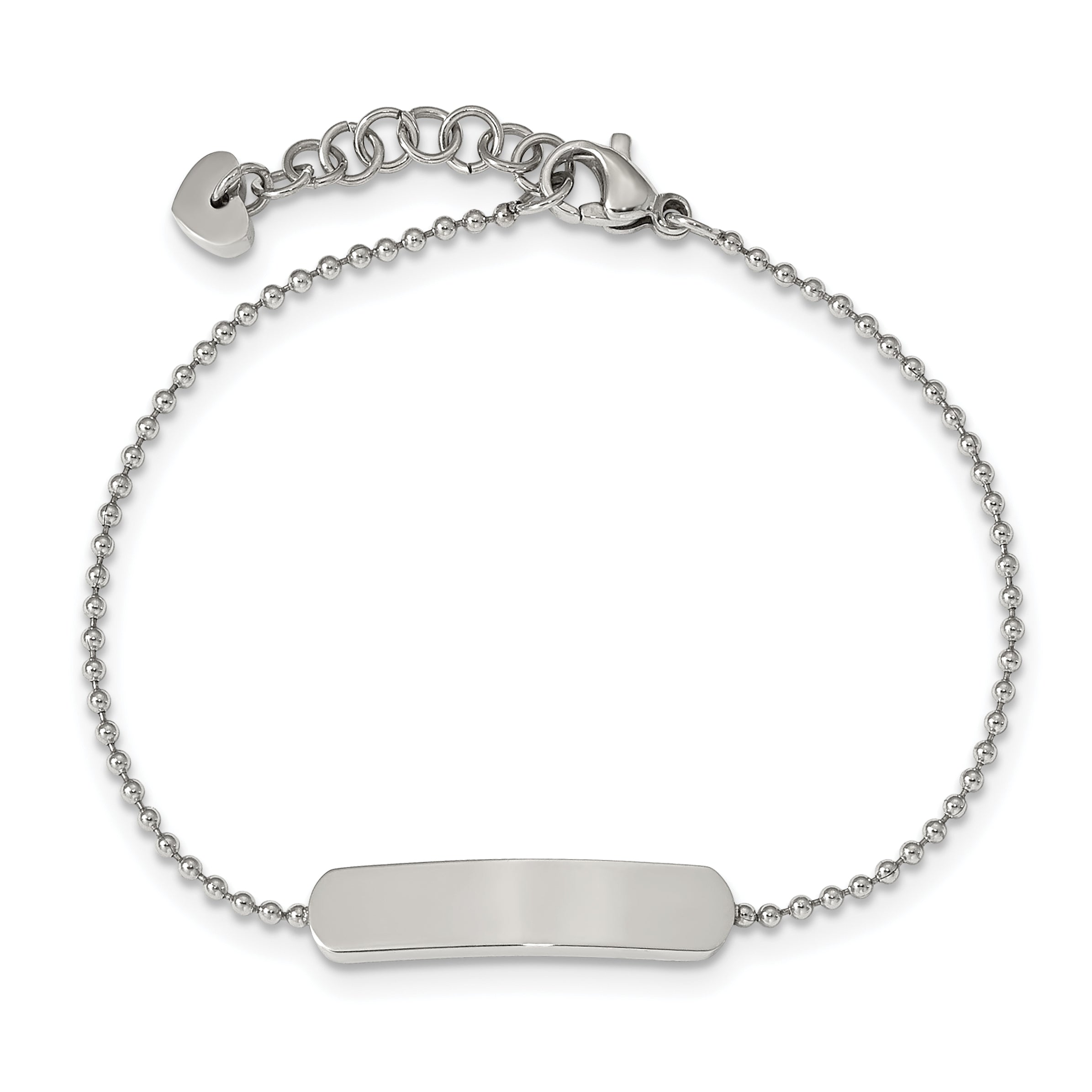 Stainless Steel Polished 7in w/1 inch ext. ID Bracelet