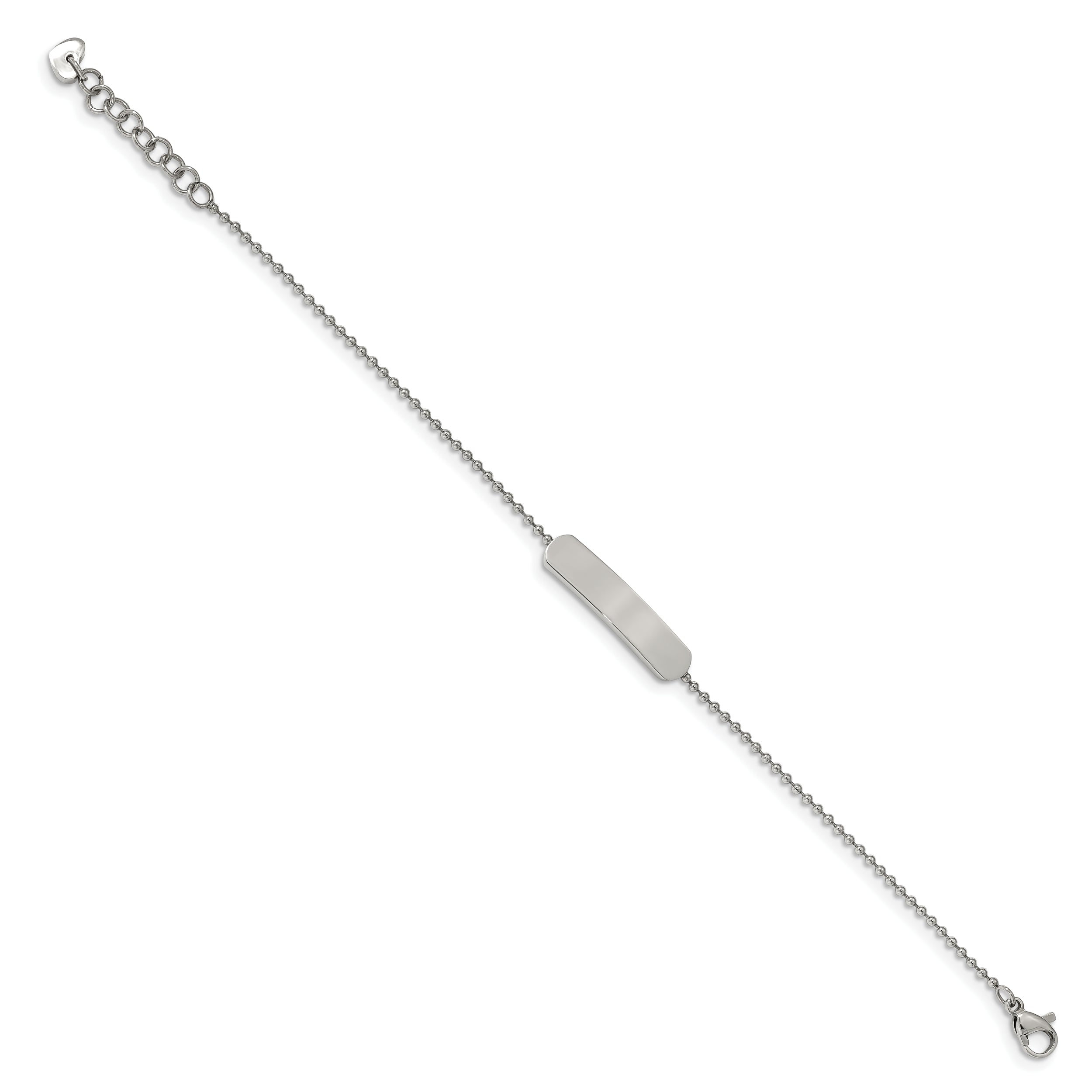 Stainless Steel Polished 7in w/1 inch ext. ID Bracelet