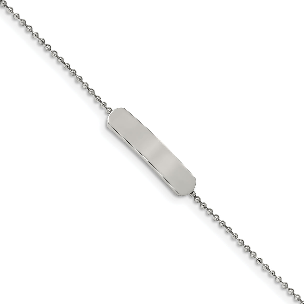 Stainless Steel Polished 7in w/1 inch ext. ID Bracelet
