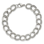 Chisel Stainless Steel Polished and Textured 8 inch Link Bracelet