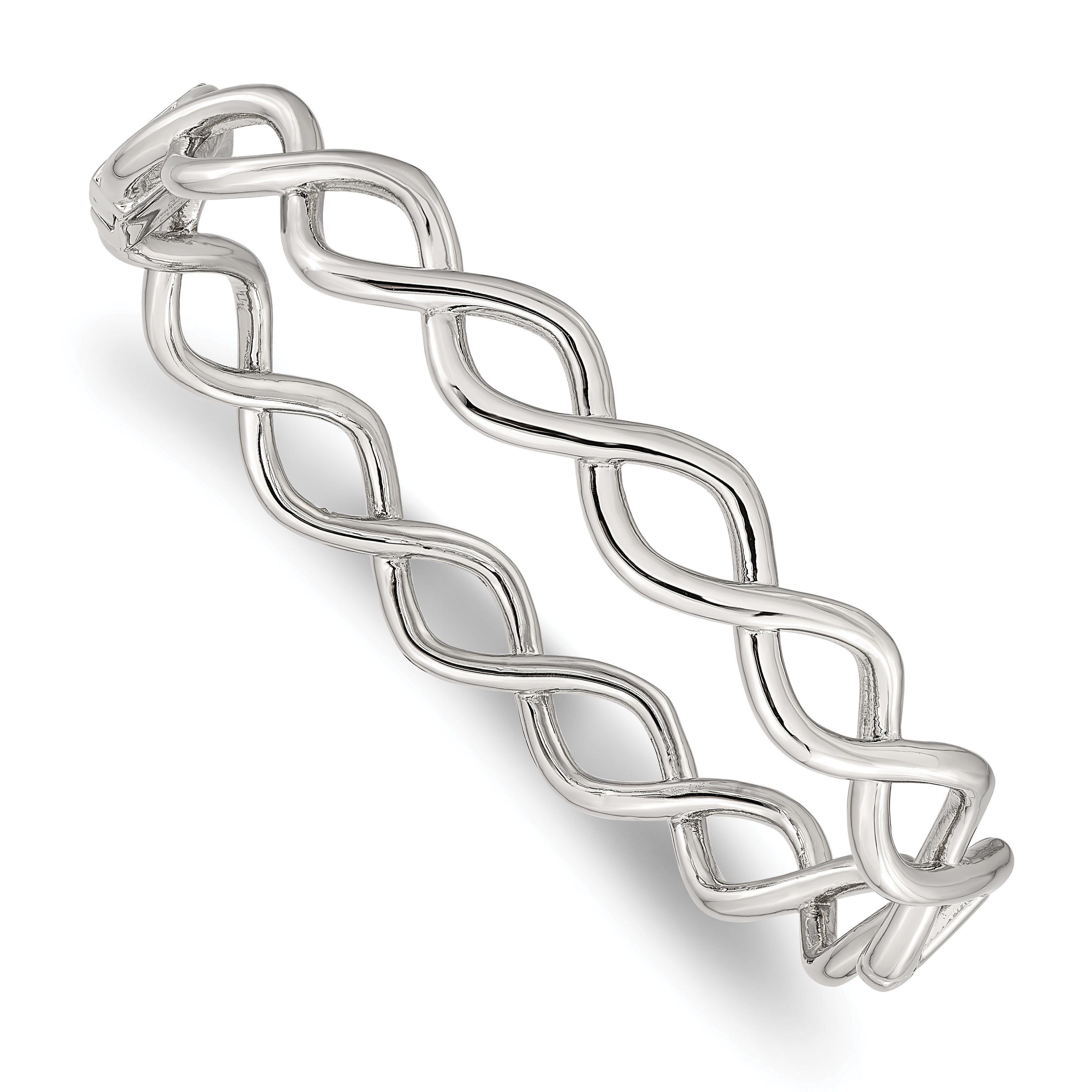 Chisel Stainless Steel Polished Criss Cross Hinged Bangle Main image