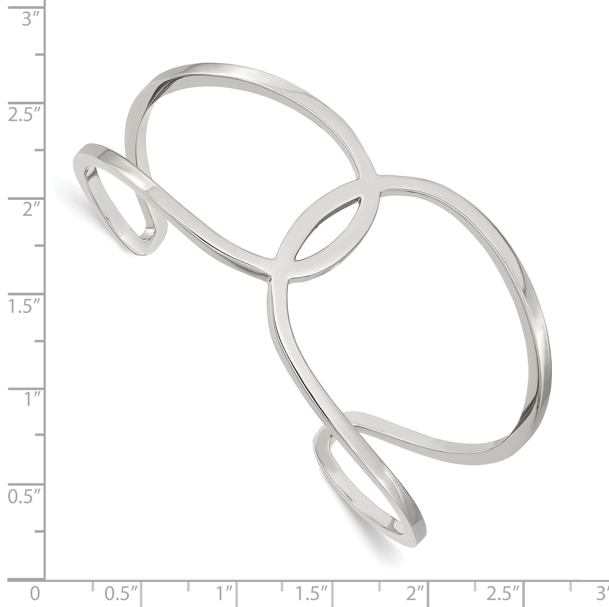Stainless Steel Polished Cuff Bangle - 7.5