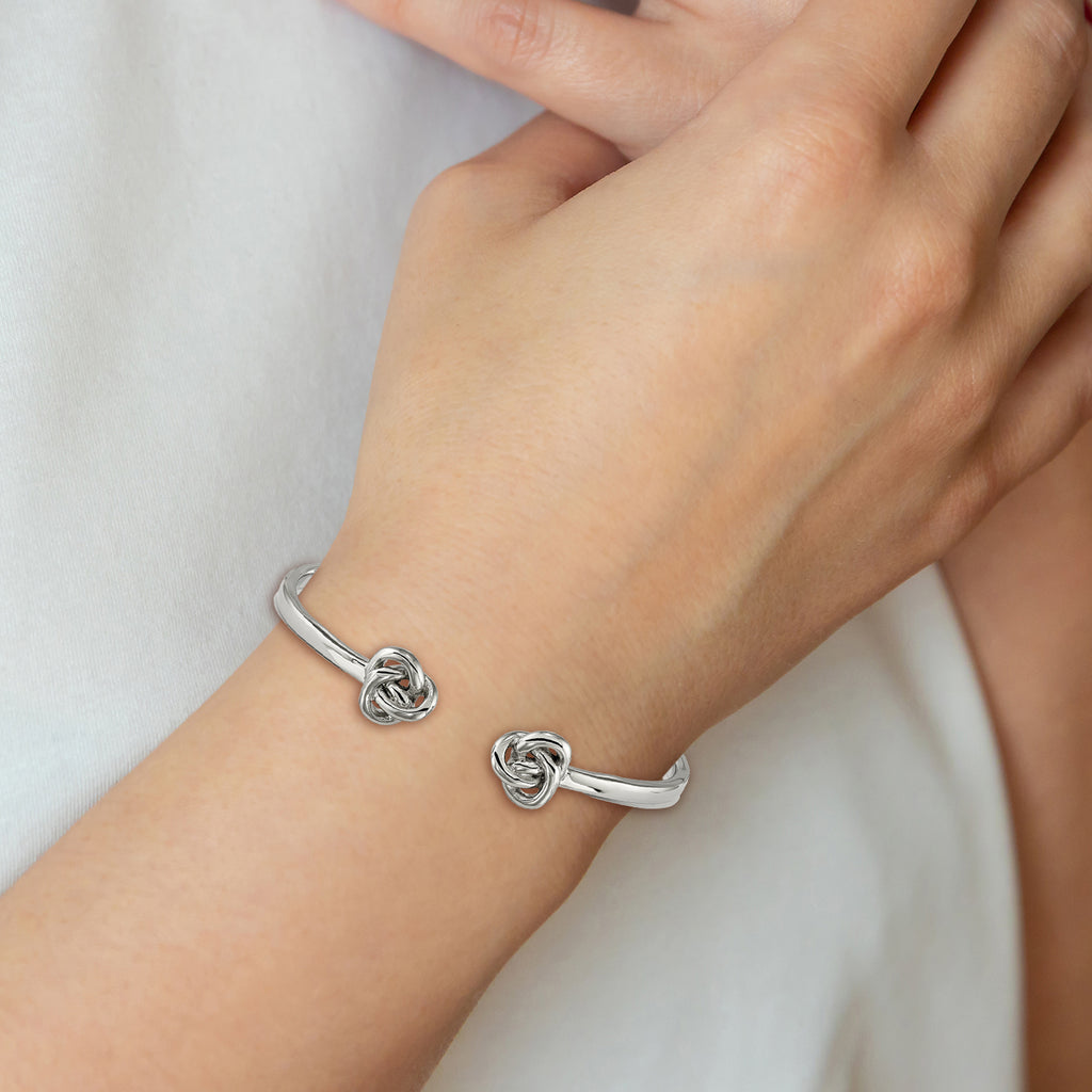 Chisel Stainless Steel Polished Knot Hinged Cuff Bangle