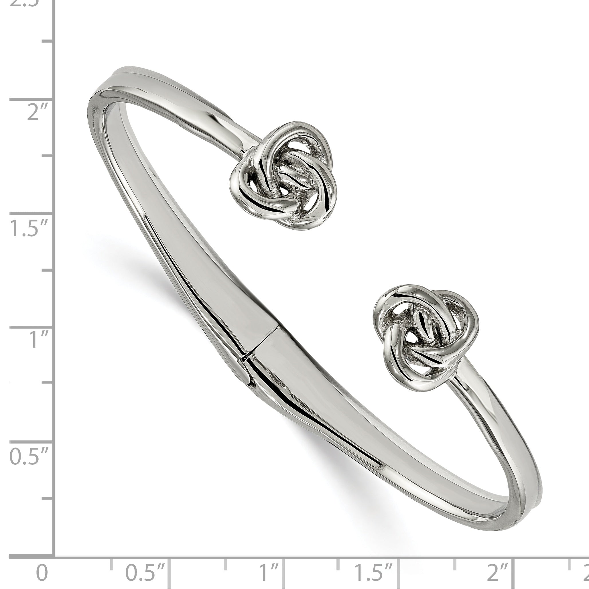 Chisel Stainless Steel Polished Knot Hinged Cuff Bangle
